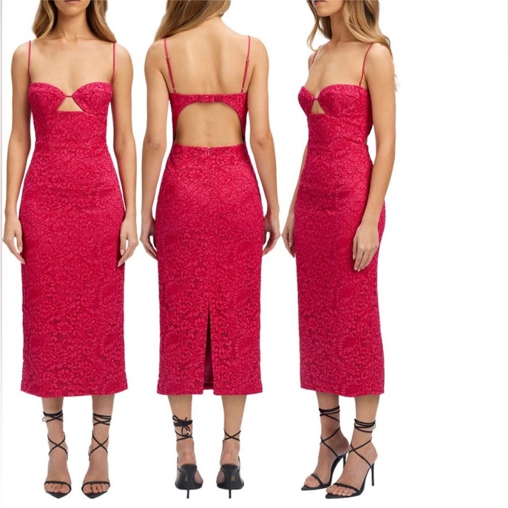 Bardot Ivanna Midi Dress Fire Red Lace Bustier Midi Revolve